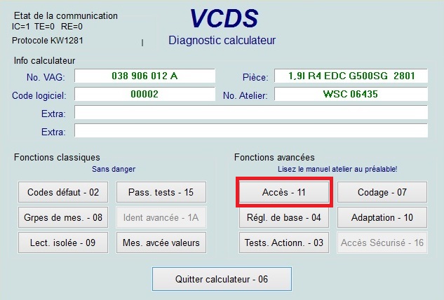 vag com moteur acces 11